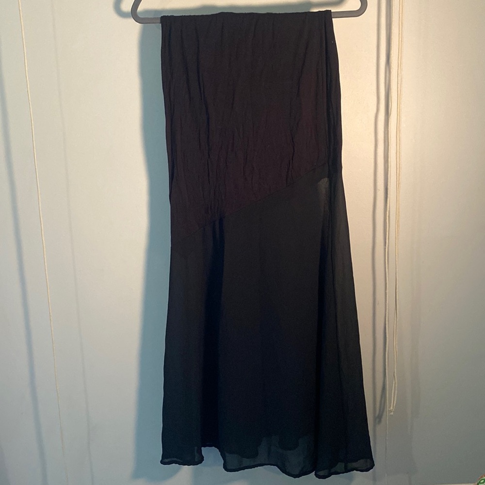 Monetary Black Maxi Skirt half Cotton half sheer Size Small